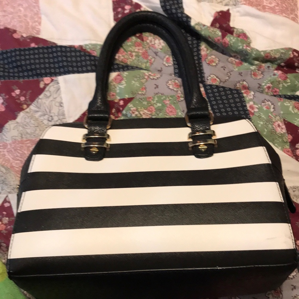 ❤️ Call It Spring Black & White Striped Women’s Satchel Handbag